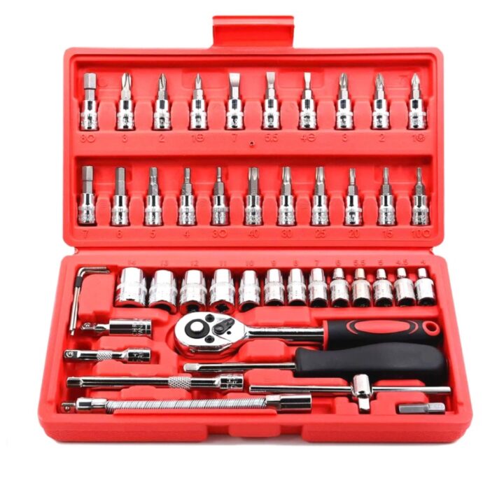 46 pc 1/4 inch socket ratchet set